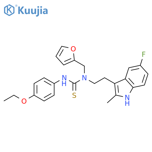 1-(4-ethoxyphenyl)-3-2-(5-fluoro-2-methyl-1H-indol-3-yl)ethyl-3-(furan-2-yl)methylthiourea structure