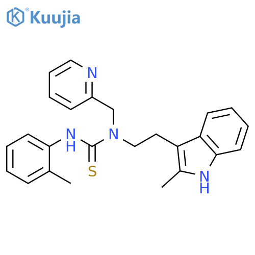 1-2-(2-methyl-1H-indol-3-yl)ethyl-3-(2-methylphenyl)-1-(pyridin-2-yl)methylthiourea structure