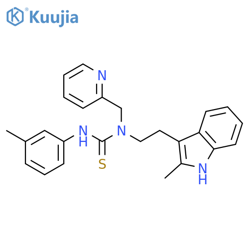 3-2-(2-methyl-1H-indol-3-yl)ethyl-1-(3-methylphenyl)-3-(pyridin-2-yl)methylthiourea structure