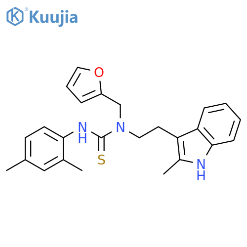 1-(2,4-dimethylphenyl)-3-(furan-2-yl)methyl-3-2-(2-methyl-1H-indol-3-yl)ethylthiourea structure