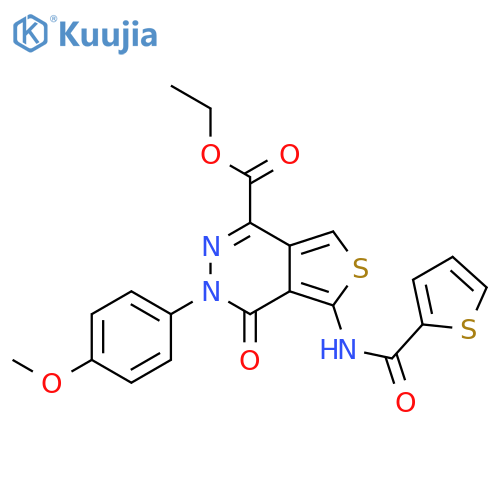 ethyl 3-(4-methoxyphenyl)-4-oxo-5-(thiophene-2-amido)-3H,4H-thieno3,4-dpyridazine-1-carboxylate structure