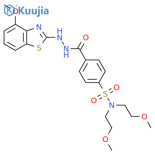 4-N'-(4-methoxy-1,3-benzothiazol-2-yl)hydrazinecarbonyl-N,N-bis(2-methoxyethyl)benzene-1-sulfonamide structure