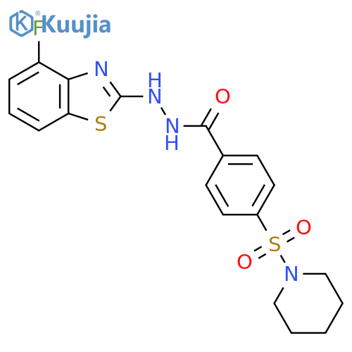 N'-(4-fluoro-1,3-benzothiazol-2-yl)-4-(piperidine-1-sulfonyl)benzohydrazide structure