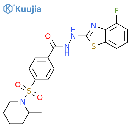 N'-(4-fluoro-1,3-benzothiazol-2-yl)-4-(2-methylpiperidin-1-yl)sulfonylbenzohydrazide structure