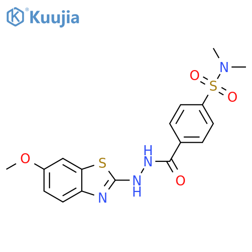 4-N'-(6-methoxy-1,3-benzothiazol-2-yl)hydrazinecarbonyl-N,N-dimethylbenzene-1-sulfonamide structure