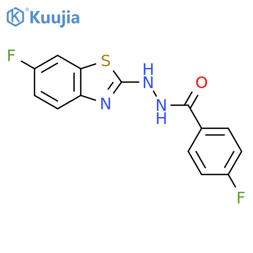 4-fluoro-N'-(6-fluoro-1,3-benzothiazol-2-yl)benzohydrazide structure