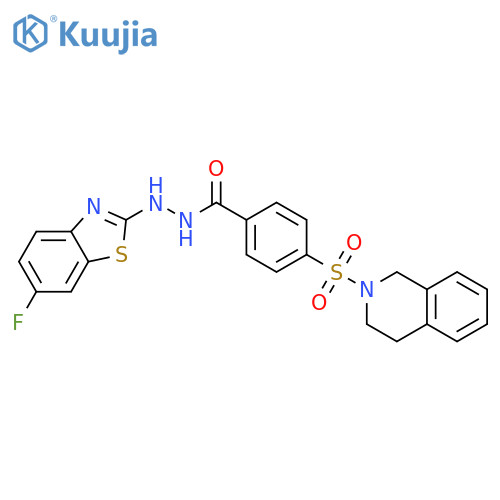 N'-(6-fluoro-1,3-benzothiazol-2-yl)-4-(1,2,3,4-tetrahydroisoquinoline-2-sulfonyl)benzohydrazide structure