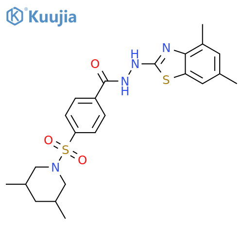 N'-(4,6-dimethyl-1,3-benzothiazol-2-yl)-4-(3,5-dimethylpiperidin-1-yl)sulfonylbenzohydrazide structure
