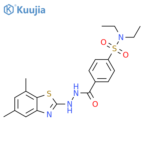 4-N'-(5,7-dimethyl-1,3-benzothiazol-2-yl)hydrazinecarbonyl-N,N-diethylbenzene-1-sulfonamide structure