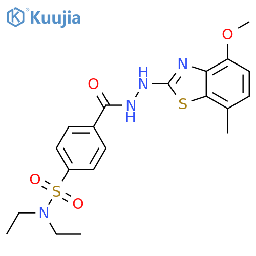 N,N-diethyl-4-N'-(4-methoxy-7-methyl-1,3-benzothiazol-2-yl)hydrazinecarbonylbenzene-1-sulfonamide structure