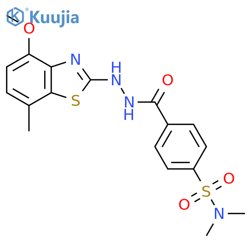 4-N'-(4-methoxy-7-methyl-1,3-benzothiazol-2-yl)hydrazinecarbonyl-N,N-dimethylbenzene-1-sulfonamide structure