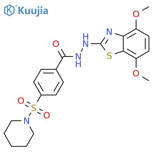N'-(4,7-dimethoxy-1,3-benzothiazol-2-yl)-4-(piperidine-1-sulfonyl)benzohydrazide structure