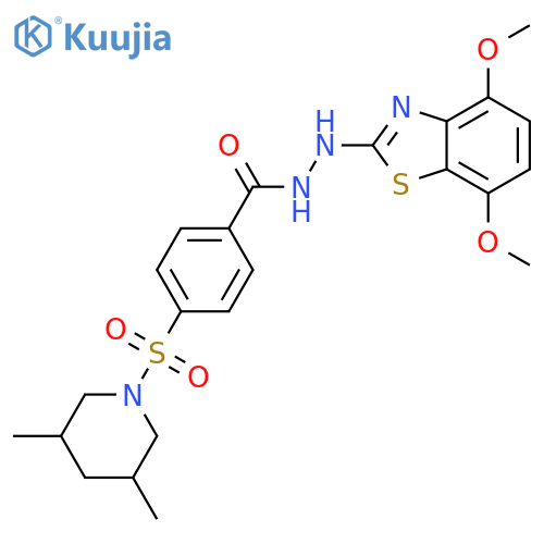N'-(4,7-dimethoxy-1,3-benzothiazol-2-yl)-4-(3,5-dimethylpiperidin-1-yl)sulfonylbenzohydrazide structure