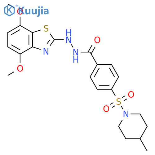 N'-(4,7-dimethoxy-1,3-benzothiazol-2-yl)-4-(4-methylpiperidin-1-yl)sulfonylbenzohydrazide structure