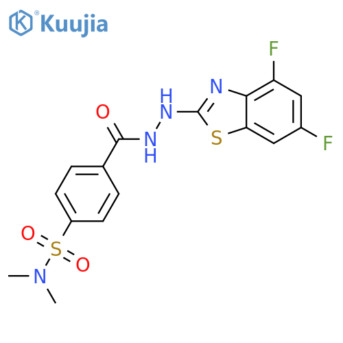 4-N'-(4,6-difluoro-1,3-benzothiazol-2-yl)hydrazinecarbonyl-N,N-dimethylbenzene-1-sulfonamide structure