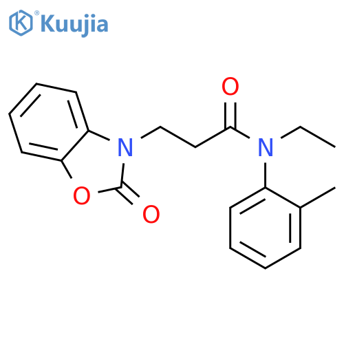 N-ethyl-N-(2-methylphenyl)-3-(2-oxo-2,3-dihydro-1,3-benzoxazol-3-yl)propanamide structure