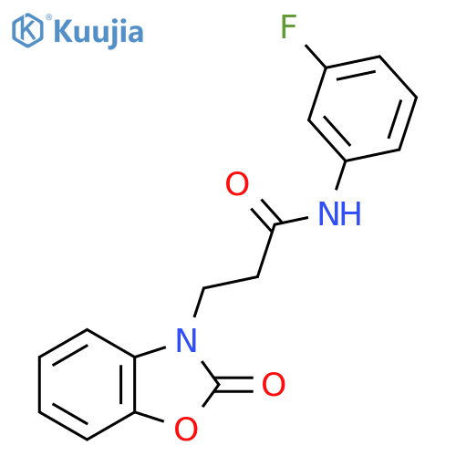 N-(3-fluorophenyl)-3-(2-oxo-2,3-dihydro-1,3-benzoxazol-3-yl)propanamide structure