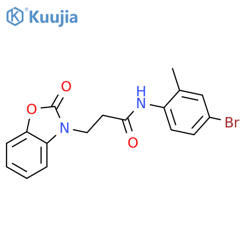 N-(4-bromo-2-methylphenyl)-3-(2-oxo-2,3-dihydro-1,3-benzoxazol-3-yl)propanamide structure