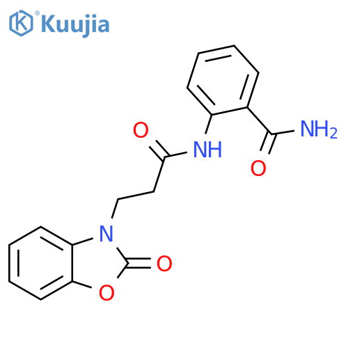 2-3-(2-oxo-2,3-dihydro-1,3-benzoxazol-3-yl)propanamidobenzamide structure