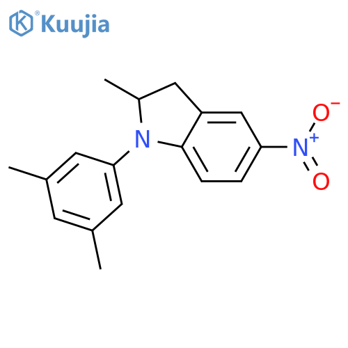 1H-INDOLE, 1-(3,5-DIMETHYLPHENYL)-2,3-DIHYDRO-2-METHYL-5-NITRO- structure