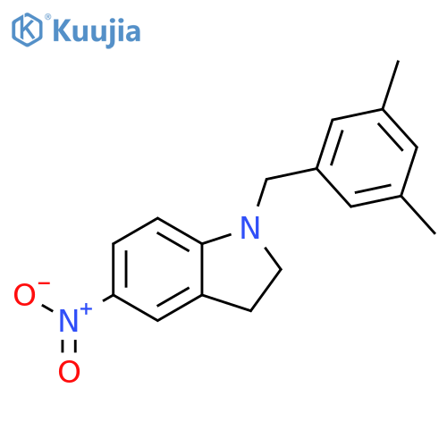 1H-Indole, 1-[(3,5-dimethylphenyl)methyl]-2,3-dihydro-5-nitro- structure