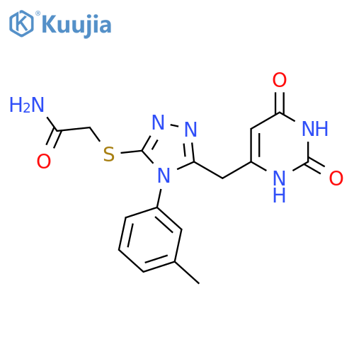 2-({5-(2,6-dioxo-1,2,3,6-tetrahydropyrimidin-4-yl)methyl-4-(3-methylphenyl)-4H-1,2,4-triazol-3-yl}sulfanyl)acetamide structure