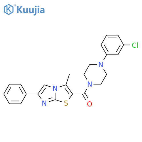 1-(3-chlorophenyl)-4-{3-methyl-6-phenylimidazo2,1-b1,3thiazole-2-carbonyl}piperazine structure