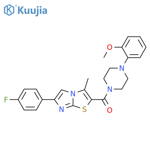 1-6-(4-fluorophenyl)-3-methylimidazo2,1-b1,3thiazole-2-carbonyl-4-(2-methoxyphenyl)piperazine structure