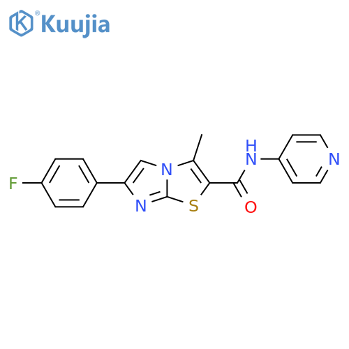 6-(4-fluorophenyl)-3-methyl-N-(pyridin-4-yl)imidazo2,1-b1,3thiazole-2-carboxamide structure