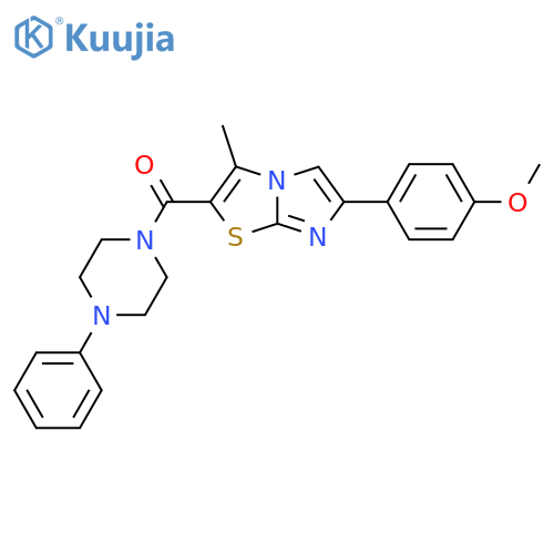 1-6-(4-methoxyphenyl)-3-methylimidazo2,1-b1,3thiazole-2-carbonyl-4-phenylpiperazine structure