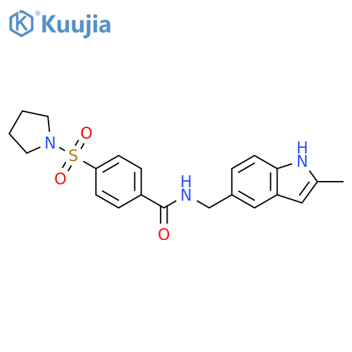 N-(2-methyl-1H-indol-5-yl)methyl-4-(pyrrolidine-1-sulfonyl)benzamide structure