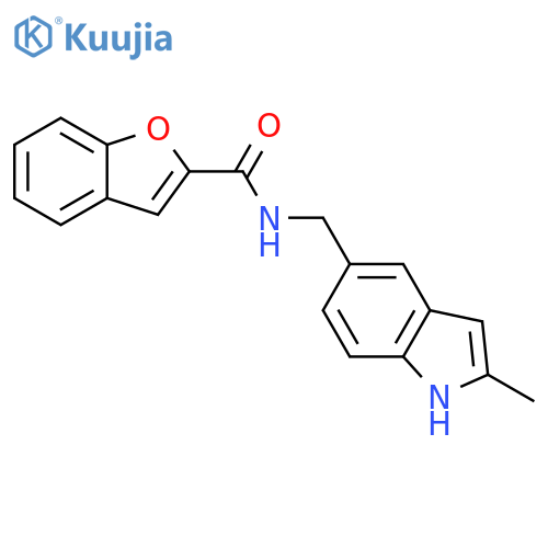 N-(2-methyl-1H-indol-5-yl)methyl-1-benzofuran-2-carboxamide structure