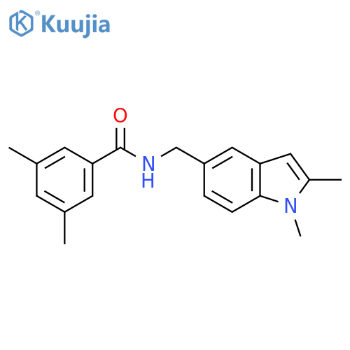 N-(1,2-dimethyl-1H-indol-5-yl)methyl-3,5-dimethylbenzamide structure