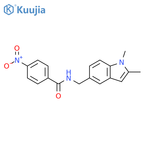 N-(1,2-dimethyl-1H-indol-5-yl)methyl-4-nitrobenzamide structure