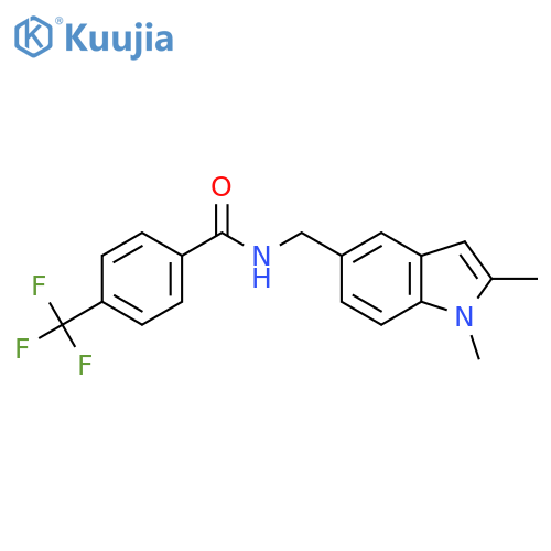 N-(1,2-dimethyl-1H-indol-5-yl)methyl-4-(trifluoromethyl)benzamide structure