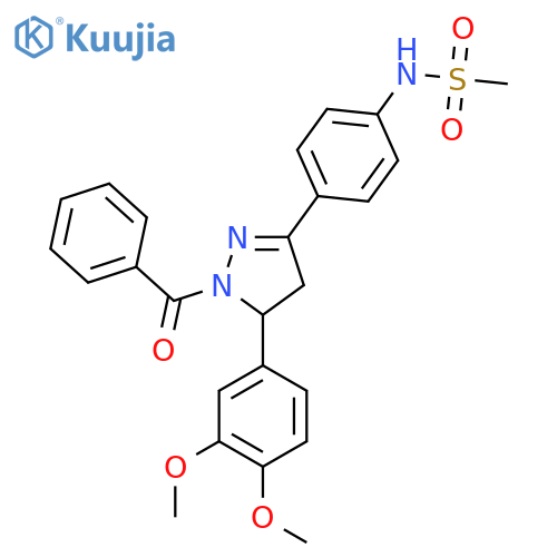 N-{4-1-benzoyl-5-(3,4-dimethoxyphenyl)-4,5-dihydro-1H-pyrazol-3-ylphenyl}methanesulfonamide structure