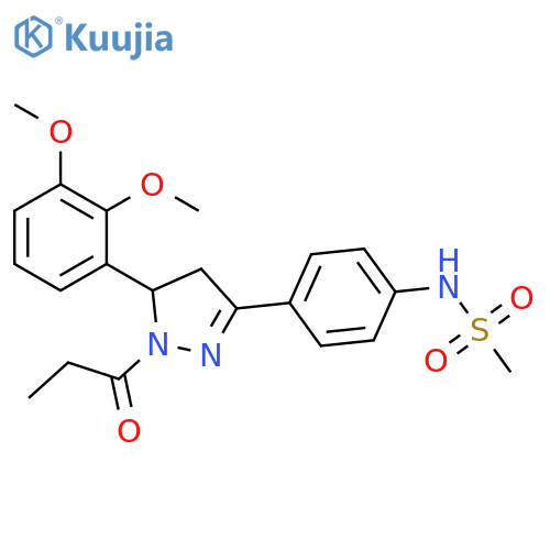 N-{4-5-(2,3-dimethoxyphenyl)-1-propanoyl-4,5-dihydro-1H-pyrazol-3-ylphenyl}methanesulfonamide structure