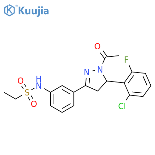 N-{3-1-acetyl-5-(2-chloro-6-fluorophenyl)-4,5-dihydro-1H-pyrazol-3-ylphenyl}ethane-1-sulfonamide structure