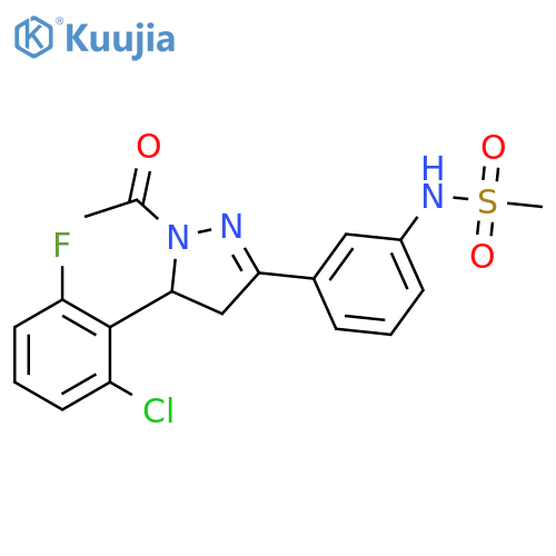 N-{3-1-acetyl-5-(2-chloro-6-fluorophenyl)-4,5-dihydro-1H-pyrazol-3-ylphenyl}methanesulfonamide structure