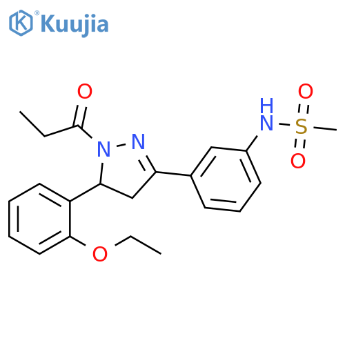 N-{3-5-(2-ethoxyphenyl)-1-propanoyl-4,5-dihydro-1H-pyrazol-3-ylphenyl}methanesulfonamide structure