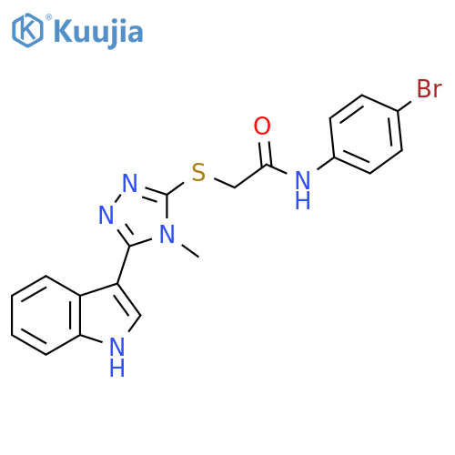 N-(4-bromophenyl)-2-{5-(1H-indol-3-yl)-4-methyl-4H-1,2,4-triazol-3-ylsulfanyl}acetamide structure