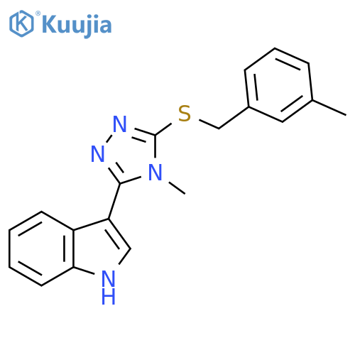 3-(4-methyl-5-{(3-methylphenyl)methylsulfanyl}-4H-1,2,4-triazol-3-yl)-1H-indole structure