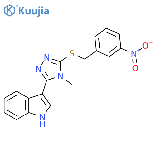 3-(4-methyl-5-{(3-nitrophenyl)methylsulfanyl}-4H-1,2,4-triazol-3-yl)-1H-indole structure