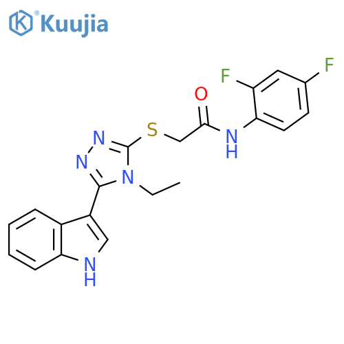 N-(2,4-difluorophenyl)-2-{4-ethyl-5-(1H-indol-3-yl)-4H-1,2,4-triazol-3-ylsulfanyl}acetamide structure
