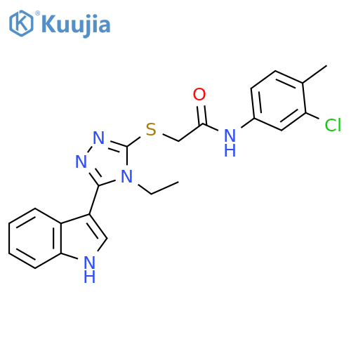 N-(3-chloro-4-methylphenyl)-2-{4-ethyl-5-(1H-indol-3-yl)-4H-1,2,4-triazol-3-ylsulfanyl}acetamide structure
