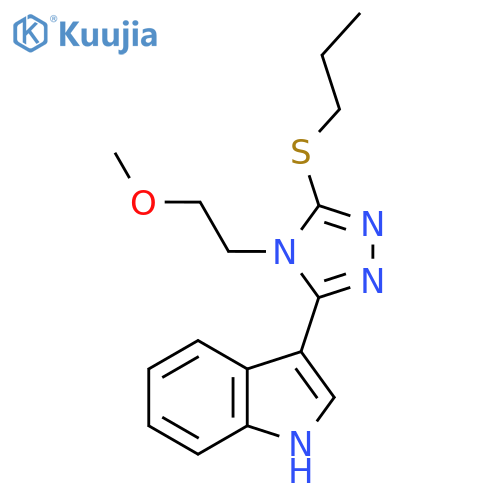 3-4-(2-methoxyethyl)-5-(propylsulfanyl)-4H-1,2,4-triazol-3-yl-1H-indole structure