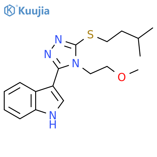 3-4-(2-methoxyethyl)-5-(3-methylbutyl)sulfanyl-4H-1,2,4-triazol-3-yl-1H-indole structure