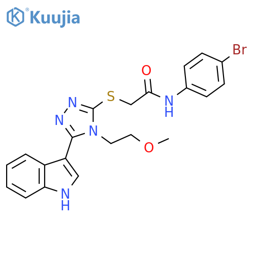 N-(4-bromophenyl)-2-{5-(1H-indol-3-yl)-4-(2-methoxyethyl)-4H-1,2,4-triazol-3-ylsulfanyl}acetamide structure