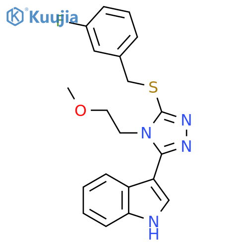 3-(5-{(3-fluorophenyl)methylsulfanyl}-4-(2-methoxyethyl)-4H-1,2,4-triazol-3-yl)-1H-indole structure