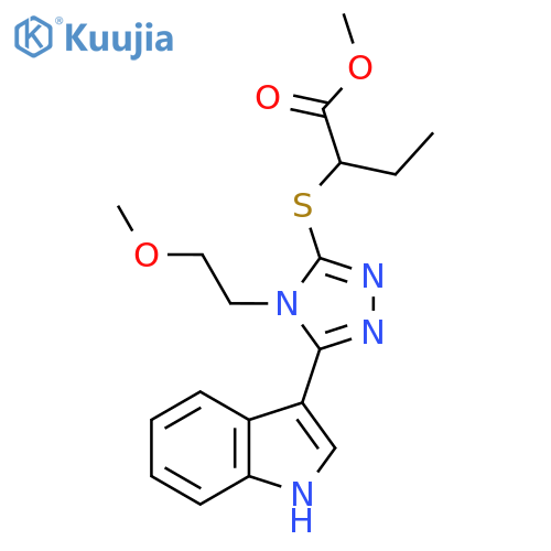 methyl 2-{5-(1H-indol-3-yl)-4-(2-methoxyethyl)-4H-1,2,4-triazol-3-ylsulfanyl}butanoate structure